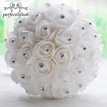 Perfectlifeoh Белый слоновой кости Свадебный букет невесты Искусственные Свадебные букеты de noiva цветок свадебный букет из роз de mariage