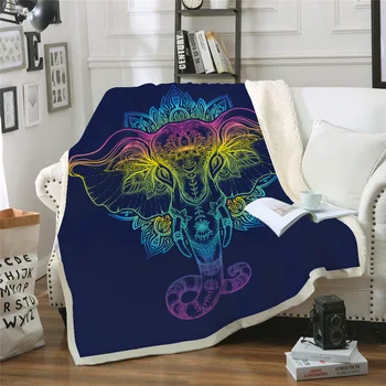 

Blanket air conditioner is thickened double-layer plush 3D digital printing blanket elephant series