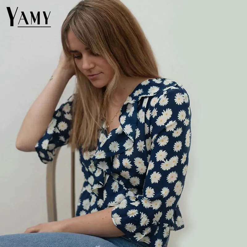 

Summer 2018 boho crop top womens tops and blouses women chiffon shirt ruffle blouse floral print sexy tops korean streetwear