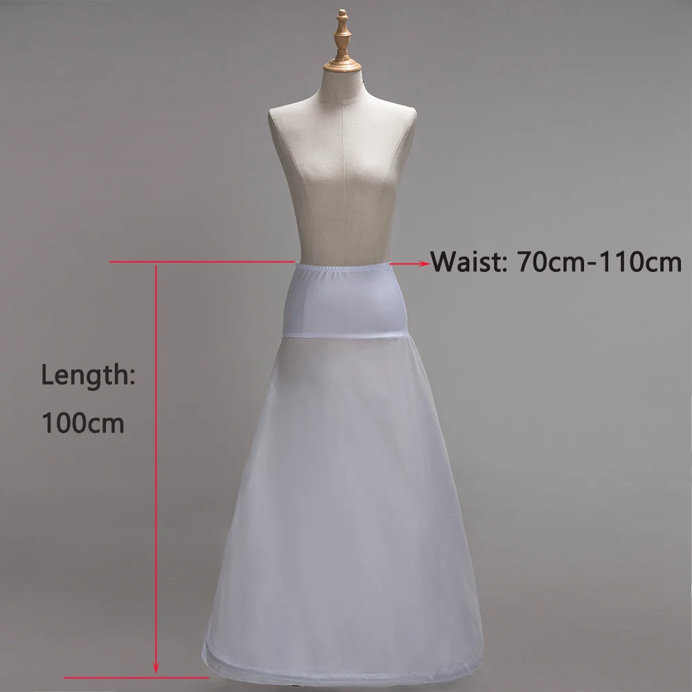 Women White 1 Hoop A-line BONE FULL CRINOLINE Petticoats Wedding Accessories Bridal Crinolines Vestidos De Novia Underskirt 2019