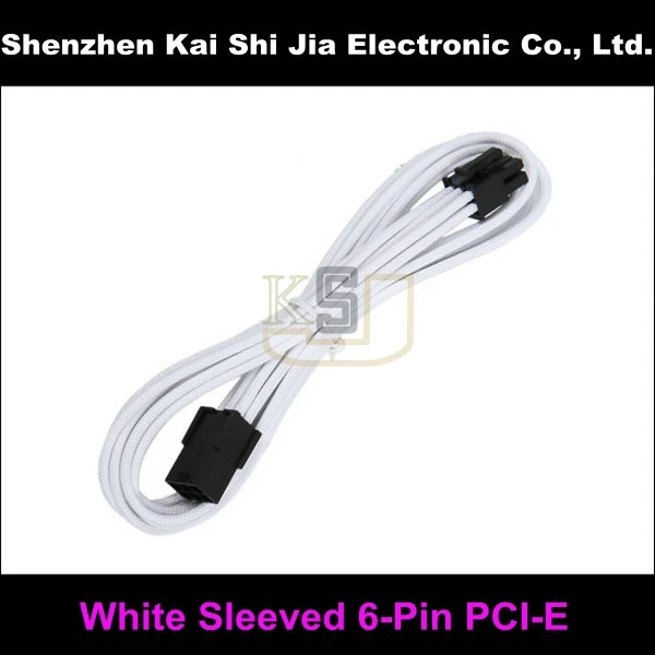 

12" 6 Pin PCI-E PCI Express GPU White Heatshrinkless Sleeved Power Extension Cable