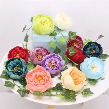 

20PCS/LOT Artificial Rose Silk Peony Flower Heads 10cm Wedding Flower Wall Accessories DIY Windows Simulation Fake Flowers