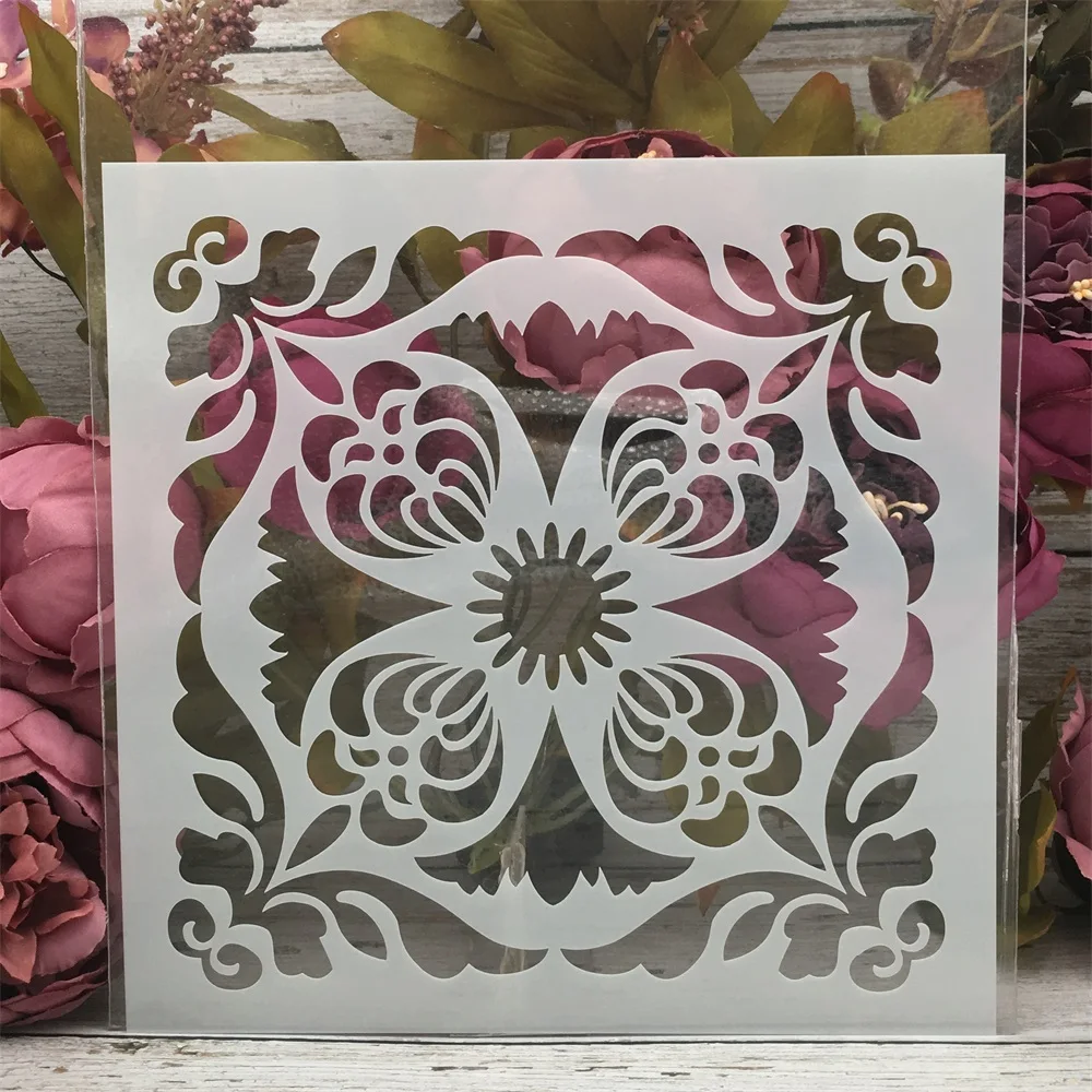 

20*20cm Flower Round Frame DIY Layering Stencils Painting Scrapbook Coloring Embossing Album Decorative Template