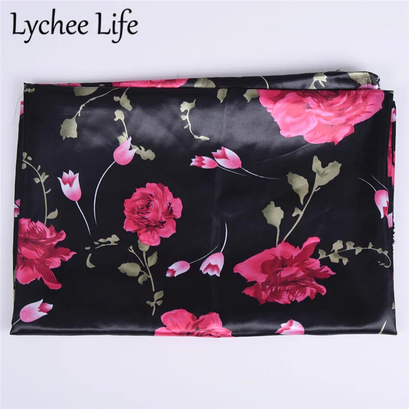 Lychee Life хит цвет ткань с цветочным принтом в китайском стиле 150 см атласная Печать