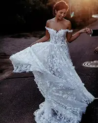 Роскошные кружевные свадебные платья 2019 vestido de noiva с открытыми плечами Свадебные платья robe de mariée свадебное пляжное свадебное платье