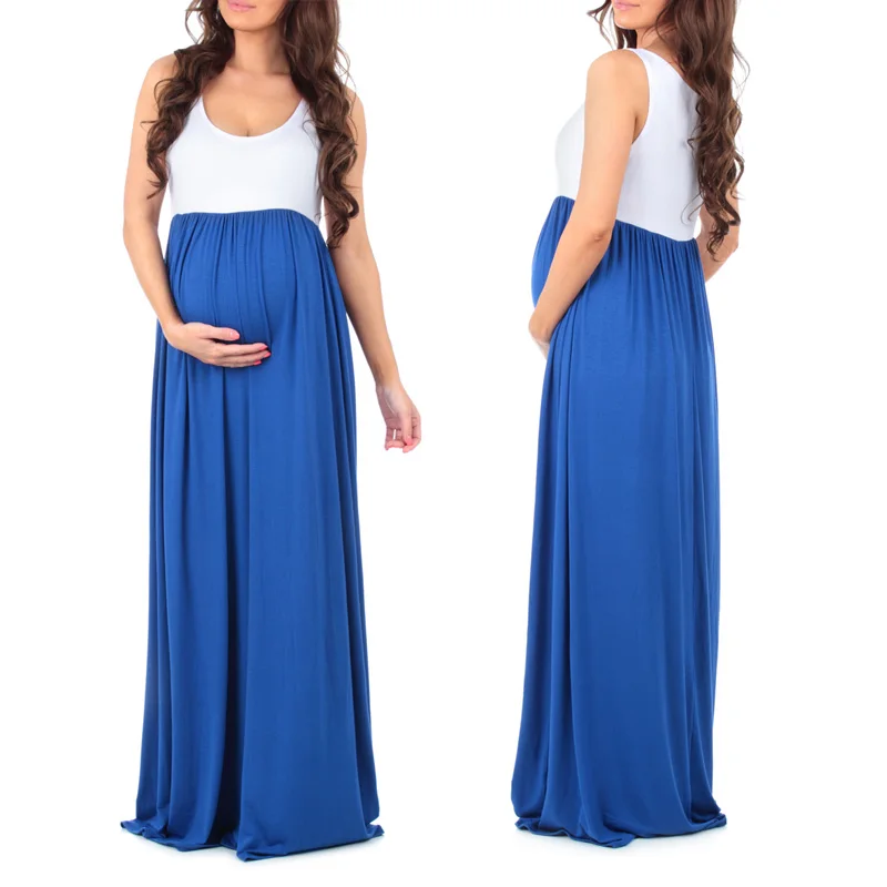 MATERNITY MAXI DRESS LONG DRESS AS1775 blue 002