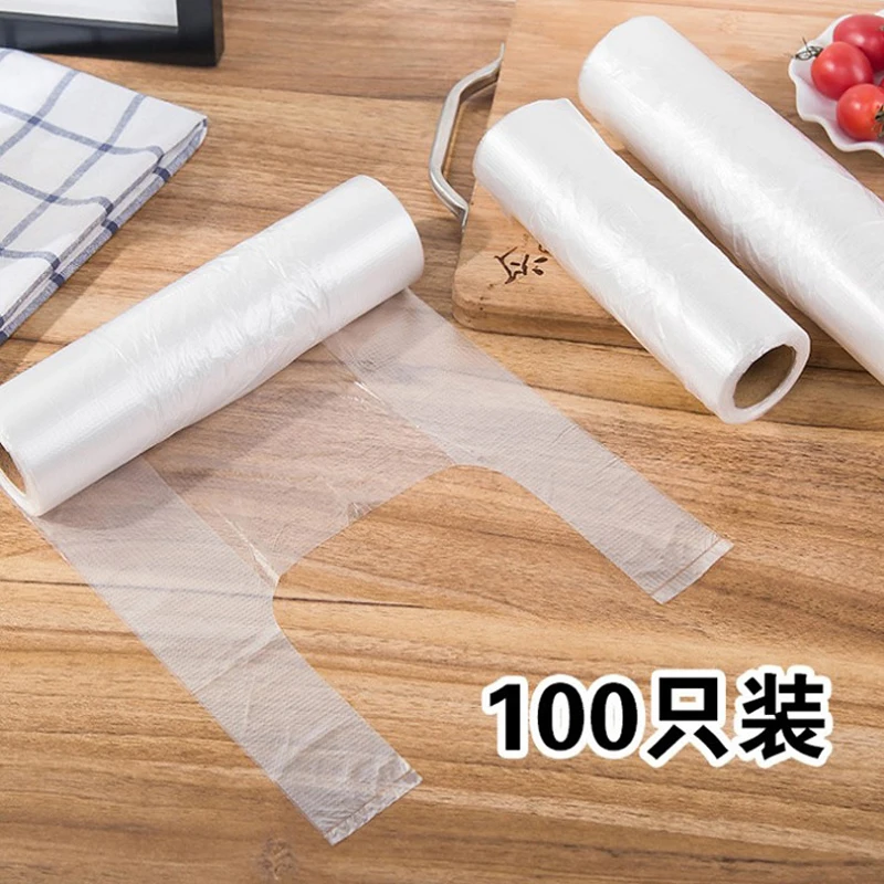 

Vest-type food preservation bags 100 disposable thickened hand-torn bags
