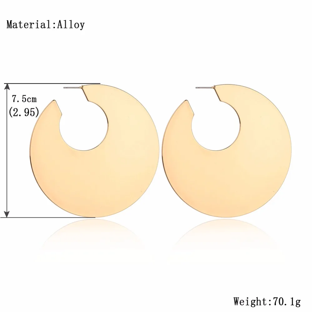 Mestilo Преувеличение Золото геометрический большой Размеры круглые серьги-кольца для Для женщин мода большой обруч серьги, индийские украшения