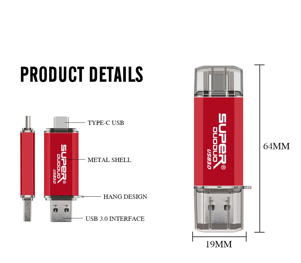 2 в 1 OTG usb флэш-накопитель высокоскоростной флеш-накопитель 128 Гб 64 ГБ 32 ГБ 16 ГБ 8 ГБ usb 3,0 Флешка для type-c/Android/PC