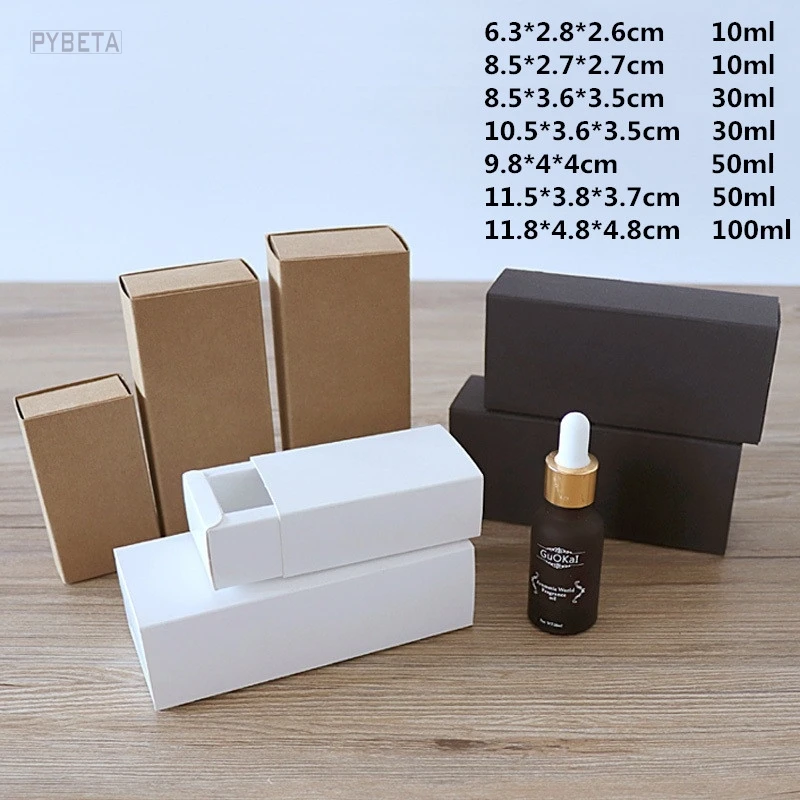 cajón de papel Kraft 20 piezas blanco y negro, gotero, pulverizadores de esencial, caja de embalaje de regalo, paquete de tubos válvula de muestra|package gift box|package boxpackage paper