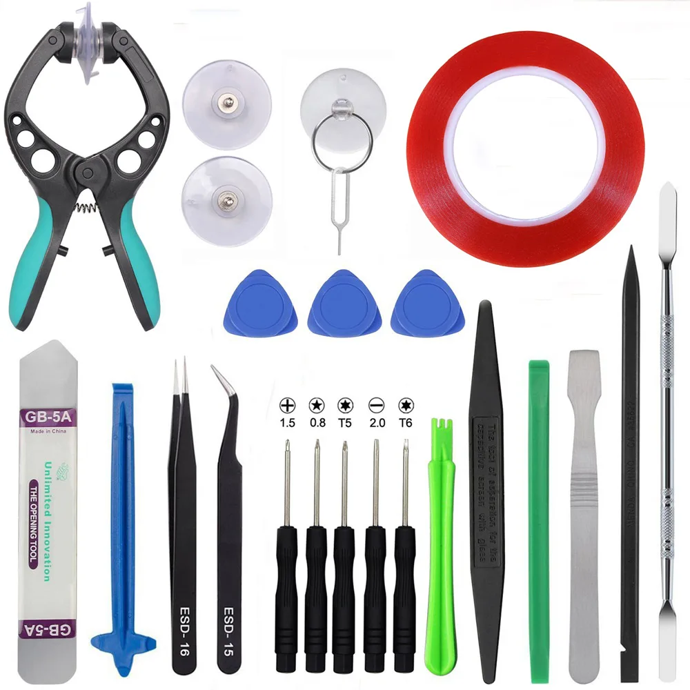 

Professional 24 in 1 Mobile Phone Screen Opening Repair Tools Kit with Screwdriver Pliers width 2mm 25M Double-sided tape