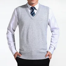 Nisexper Модные свитеры Для мужчин жилет кашемировые свитера шерстяной пуловер Для мужчин с v-образным вырезом без рукавов жилет свитер