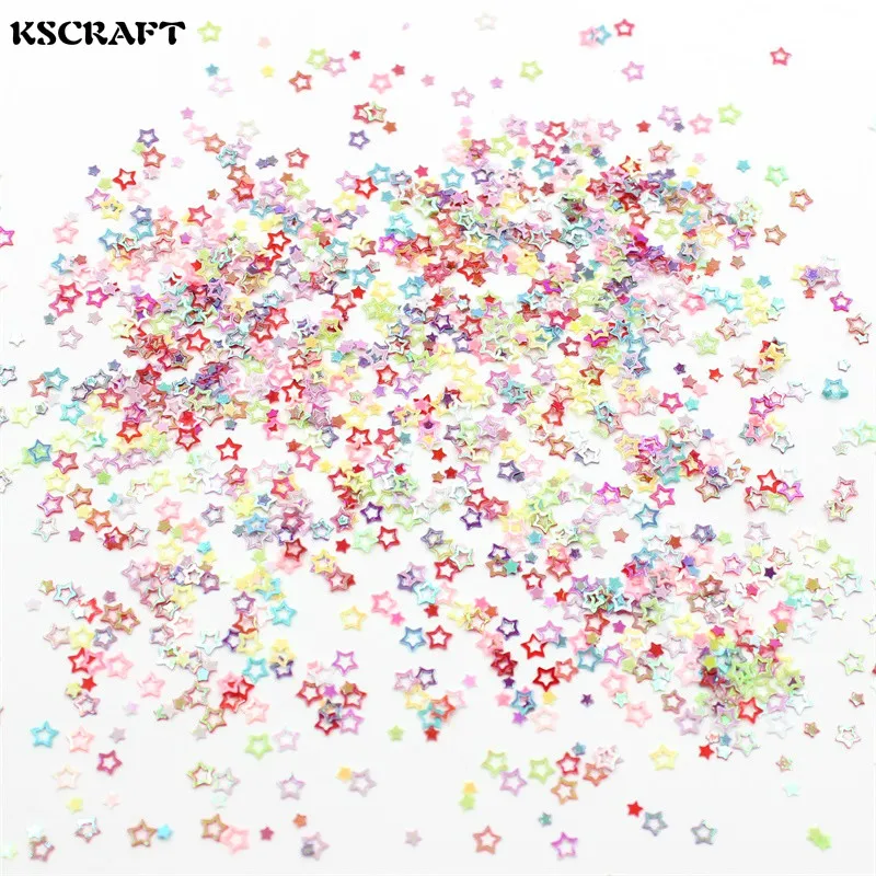 

KSCRAFT 3mm Mixed Colorful Hollow Stars Shape Sequins PVC Flat for DIY Card Making Craft Color Collection