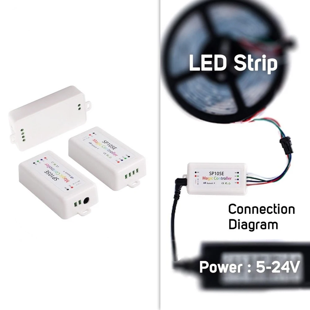SP105E Bluetooth 4 0 SPI LED Magic controller iOS Android APP для WS2801 WS2811 LDP6803 SK6812 WS2812B IC Led Strip light 5V 24V|spi led|magic