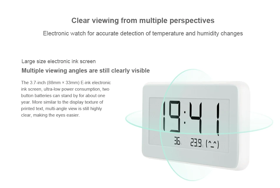 Xiaomi MiaoMiaoCe E-Link Чернила ЖК-экран Цифровые Часы Измеритель влажности Высокоточный термометр датчик температуры и влажности