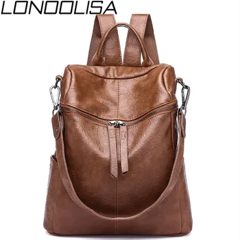 

2019 Fashion Women Backpacks PU Leather Backpack Shoulder Bags Vintage Daypack For Women Female Black Rucksack Feminine Mochilas