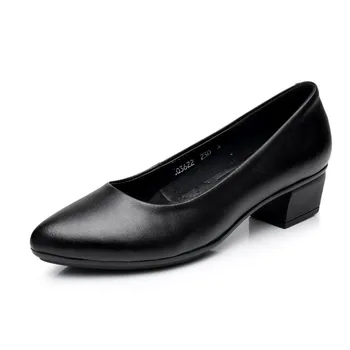 

2019 Famous Spring Autumn New Shoes Woman Shoes High Heels White Black Work Nurse Shoes Genuine Leather Shoes Women Pumps 5 Cm