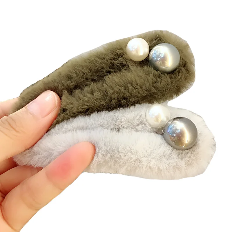 

Faux fur elastic hair band rubber bands mink hairball pearl hair rope girls plush hair ties head ring fashion hair accessories