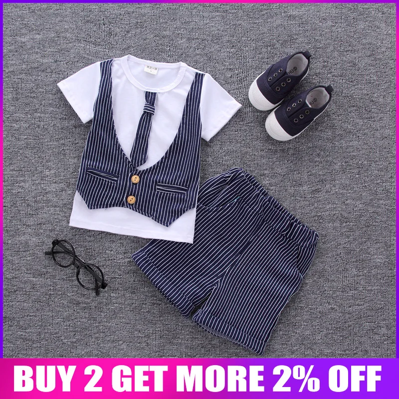 

BibiCola Baby Boys Clothing Kids Summer Boys Clothes Striped Infant Boy Clothing Set T-shit+Pants Cotton Boys Clothes Suit