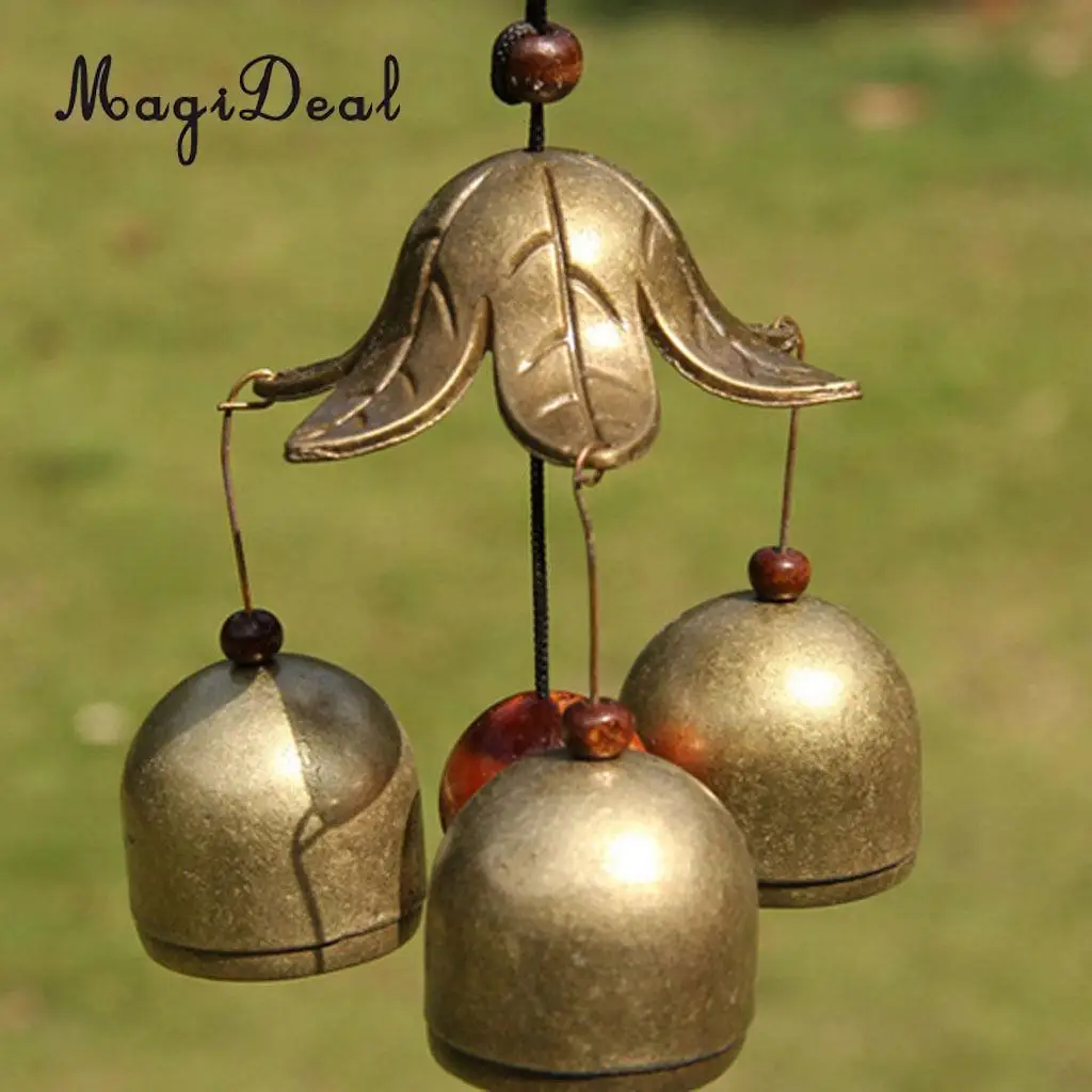 MagiDeal Chinese Fish Lotus Pond Metal Bell Lucky Feng Shui Hanging Charm Wind Chime Craft Home Car Hanging Decor