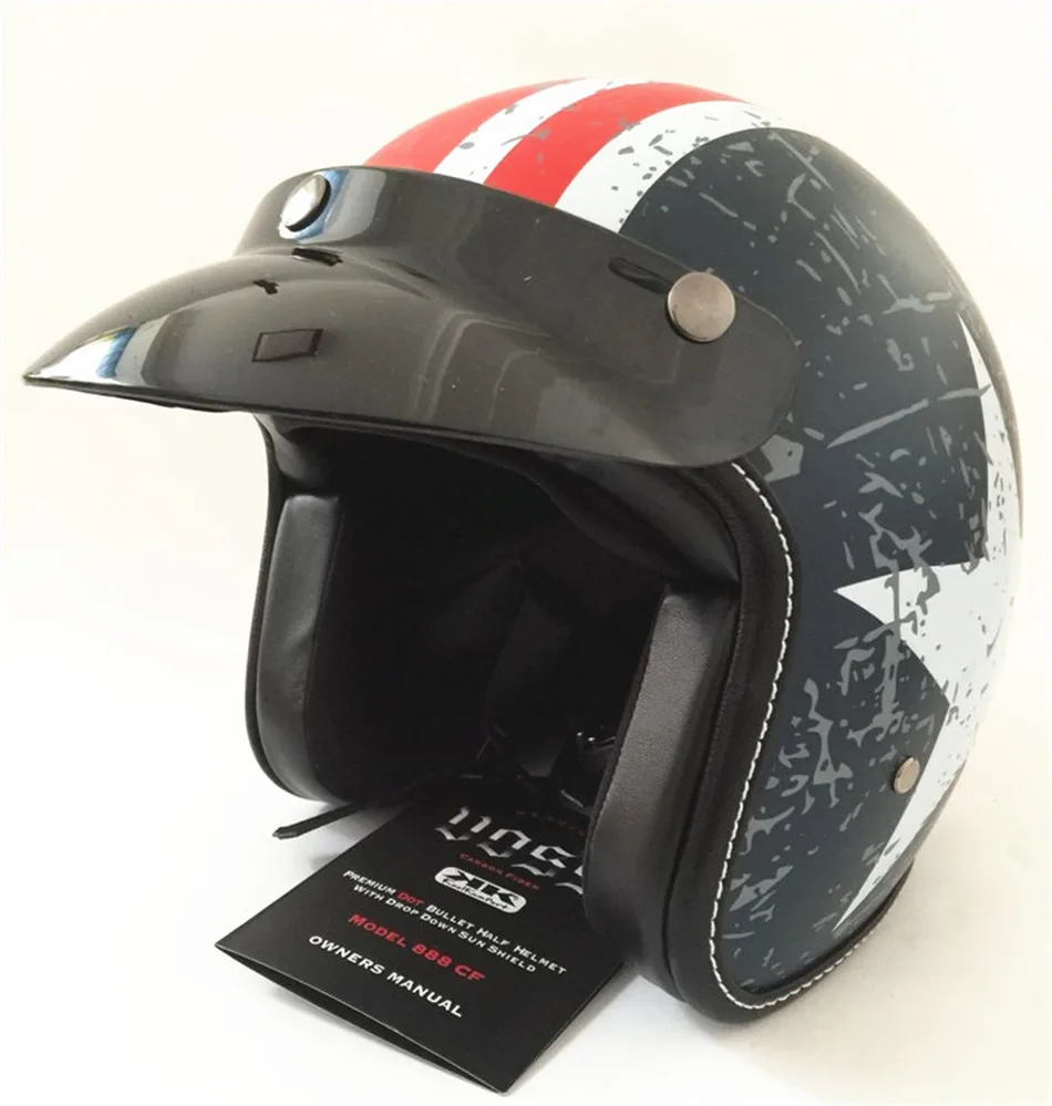 Открытый шлем, черный глянец, средний мотоциклетные шлемы ATV Байк Прохладный 3/4 половина шлем с таращить глаза для Бесплатный подарок