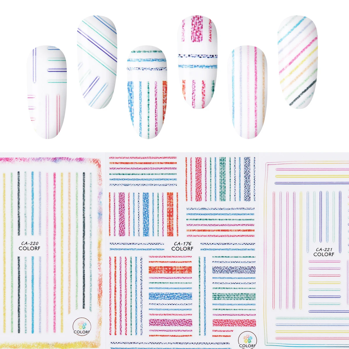 

4 Styles Nail Art Stickers Colorful Line Strip Tape Self-Adhesive Foils Decals 3D DIY Tips Manicure Decoration