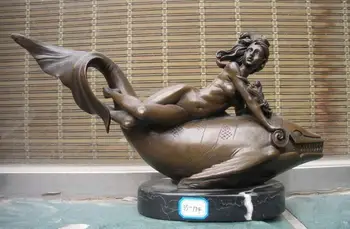 

Western Bronze Marble Nude Nude Girls Ride Mermaid shark Art sculpture