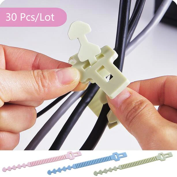 Correas de alambre eléctrico de Gel de sílice ajustadas 30 unids/lote Cable de datos de la computadora Cable de bloqueo automático