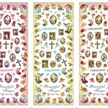 3 листа/партия, крест с ангелами, цветок ромашки, Амура, переводная вода, переводная наклейка для ногтей, наклейки, сделай сам, фольга для ногтей, горячая серия, обертывания для ногтей