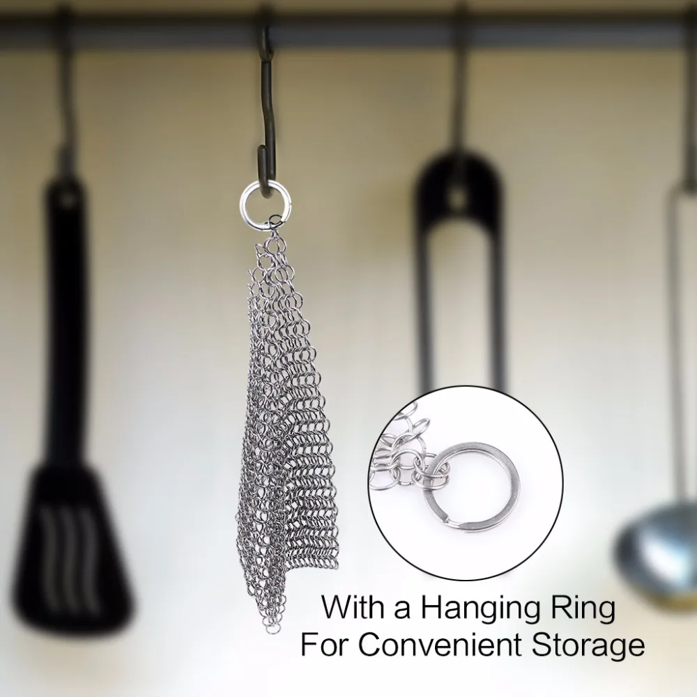 Stainless Steel Chainsmail Cleaner Kitchen Cookware Cleaning Tool for Cast Iron Pan  (6)