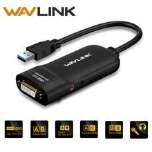 Wavlink USB 3,0 к DVI Внешний видео графический дисплей адаптер поддержка 2048*1152 видеокарта с аудио портом для нескольких мониторов