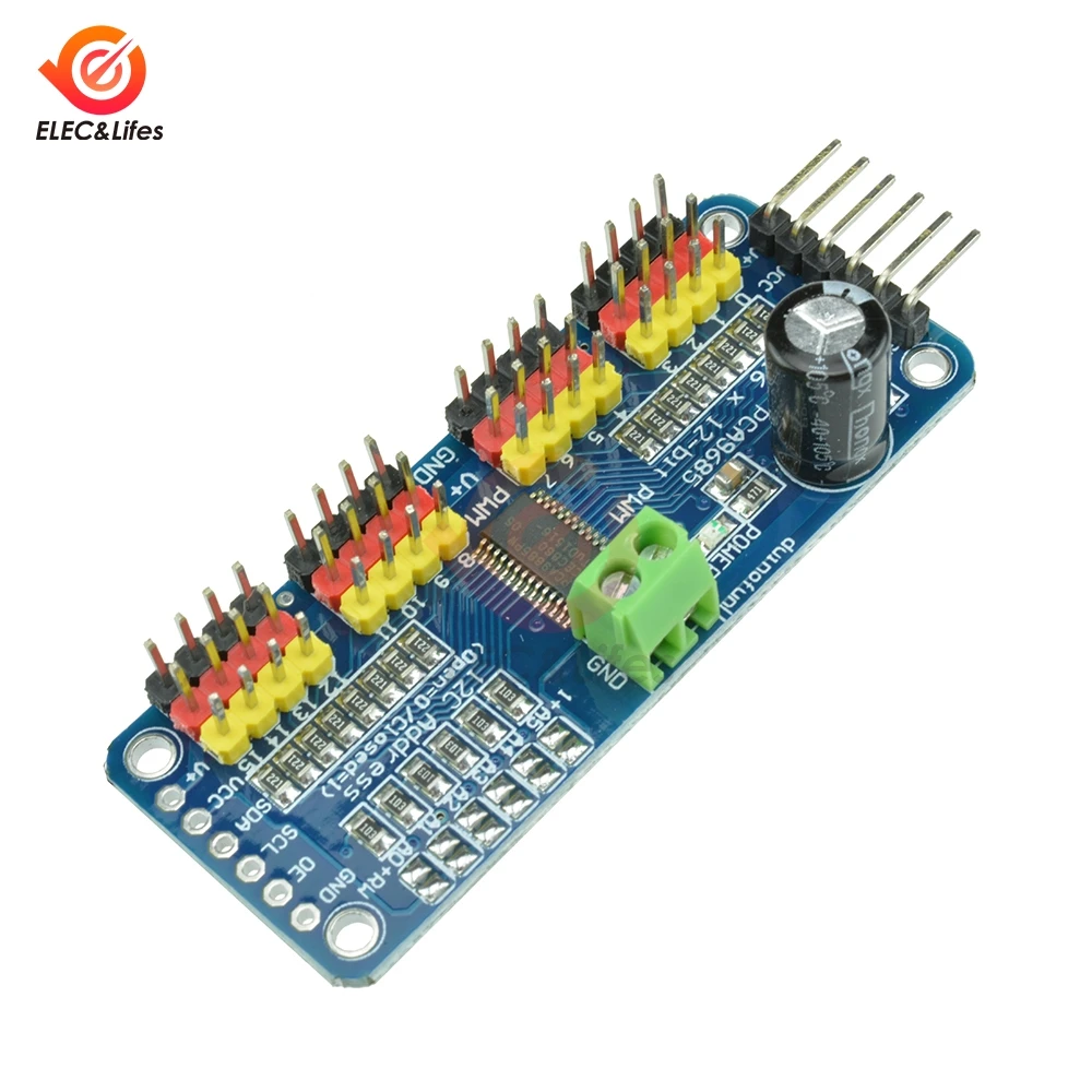 12-разрядный 16-канальный видеорегистратор PCA9685 модуль pwm щит Servo Мотор драйвер модуль I2C Интерфейс для Arduino умный робот сервопривод доска