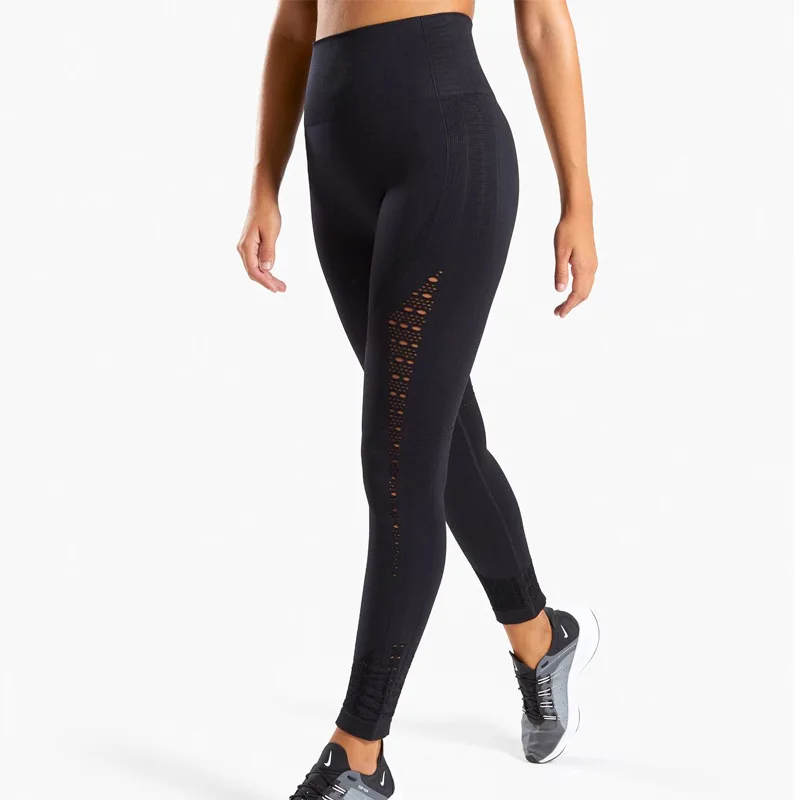 2 стиля, энергетические бесшовные леггинсы с дырочками, высокая талия, женские штаны для йоги, супер эластичные попой, обтягивающие спортивные леггинсы, для спортзала, бега