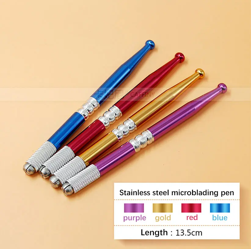 

1pcs Golden Microblading pen tattoo machine for permanent makeup eyebrow tattoo manual pen needle blade
