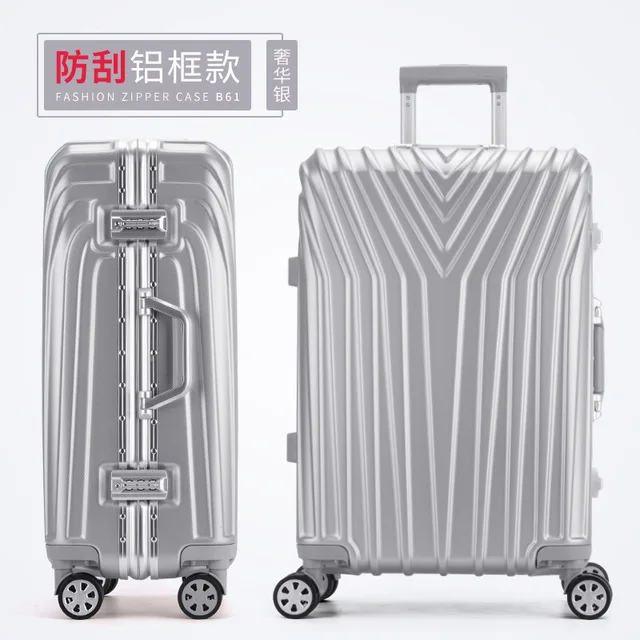 CALUDAN 2" 22" 24'2" 29 дюймов ABS+ PC чемодан универсальные колеса для переноски багажа на молнии/алюминиевая рама большой емкости дорожные сумки - Цвет: Серебристый