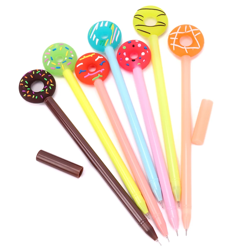 

1PC Korean Stationery 0.38mm Black Ink Color Signing Pen Cute Candy Color Donuts Gel Pens for Kids Office Stationery Gift