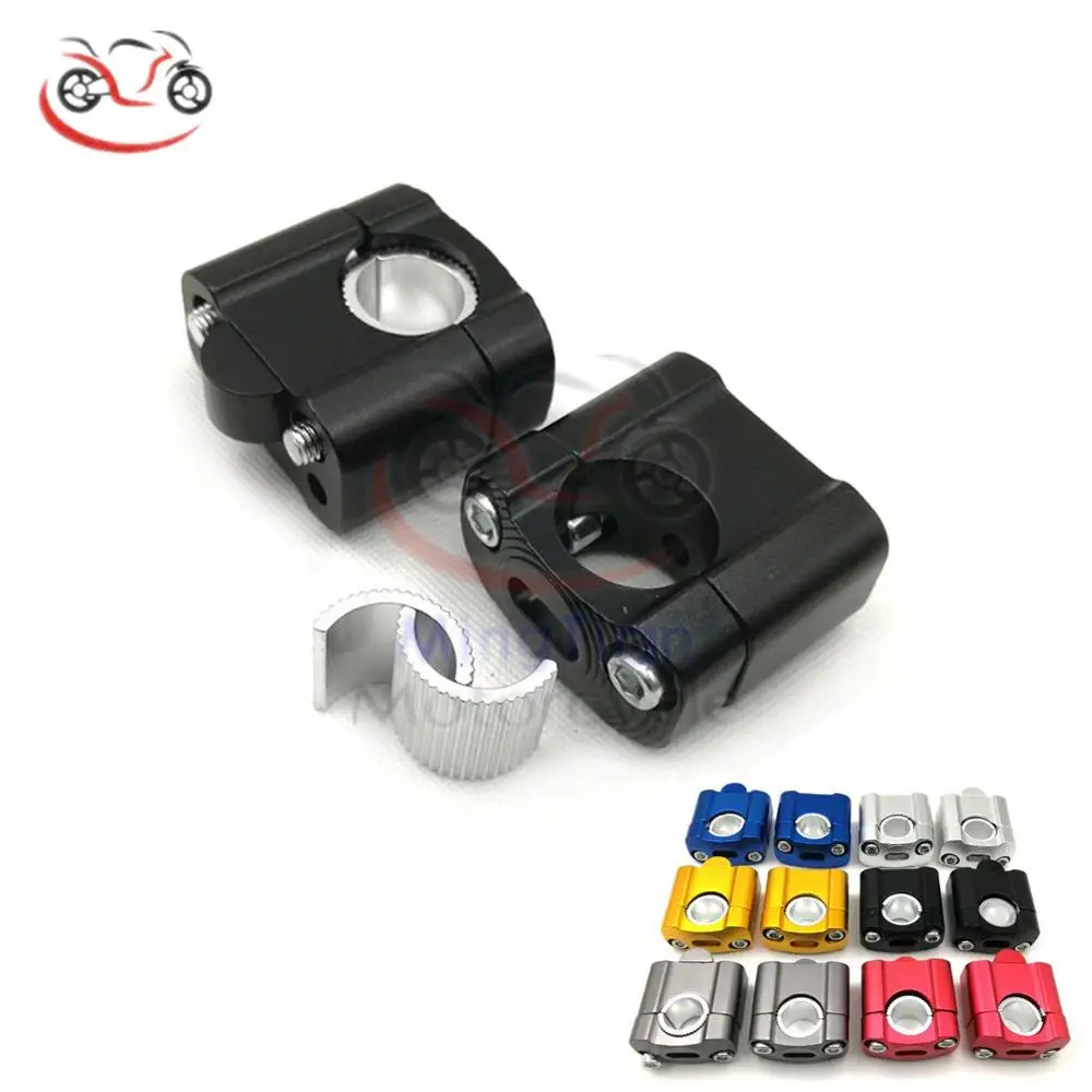 OTOM Motorcycle Handlebar Clamp CNC Aluminum Alloy Bar Clamps 28mm Or 1 1/8" For WR RMZ KXF CRF HandleBar Riser (Blue, 10mm