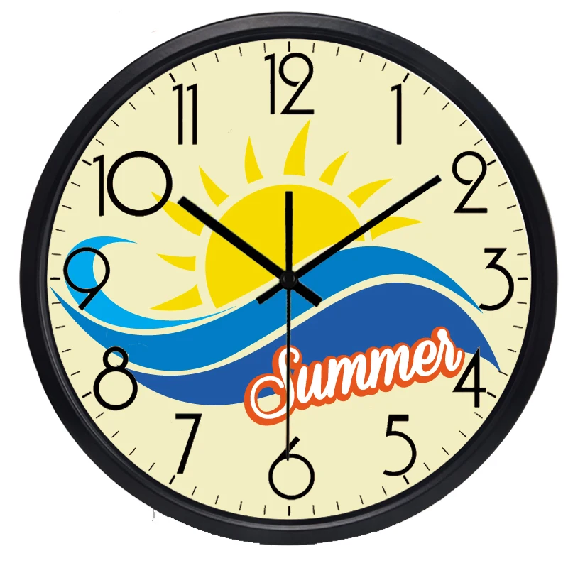 Summer Sun and Waves Wall Clock Creative Brief Living Room | Дом и сад