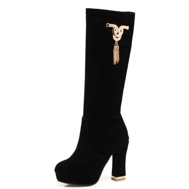 Women Boots Autumn and winter New style fashion High-heeled Cashmere boots Thin and thin sexy High Boots plus size 34-48