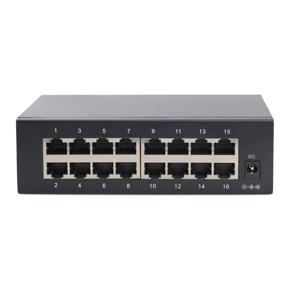 16 портовый гигабитный коммутатор 1000 м полнодуплексный Ethernet металлический корпус