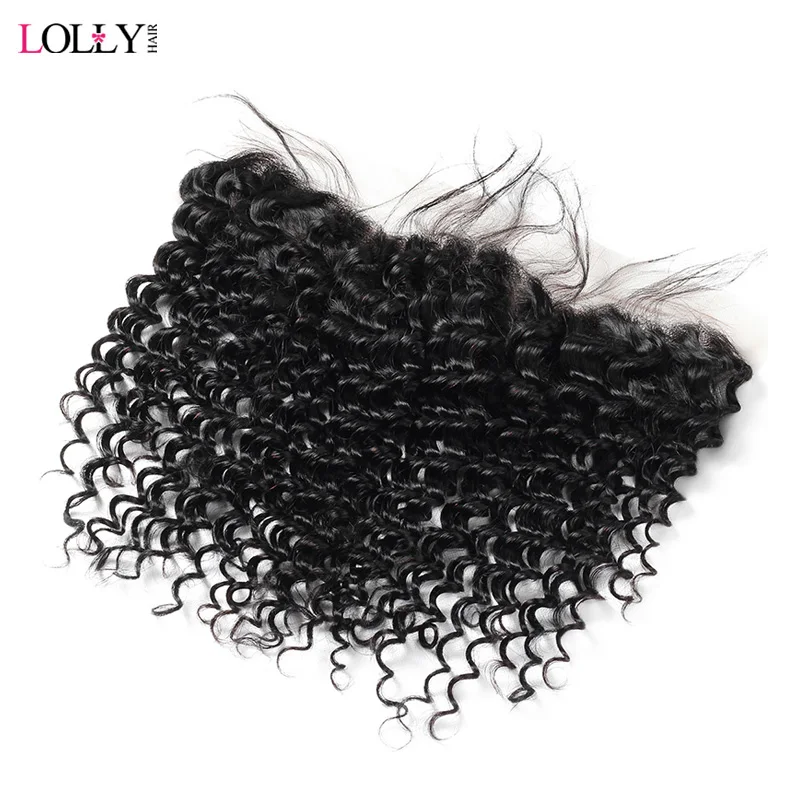 

Lolly Malaysian Deep Wave Frontal 8-20 inch Ear to Ear Lace Frontal Closure Free Part Human Hair Frontal 13x4 inch Non Remy 1 PC