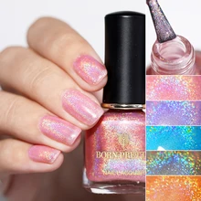 Born pretty, голографическая лак для ногтей, розовый блеск, Мерцающая Лазерная Голография, лак для ногтей, цветной, сделай сам, дизайн, 6 мл, лак для ногтей