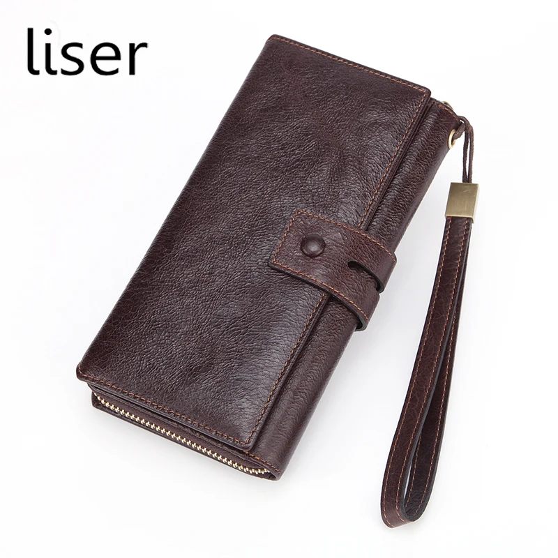 

Man Genuine Leather Long Style Large Capacity Money Wallet Cowhide Handbag Multi-functional Phone Bag Perfect Card Organizer
