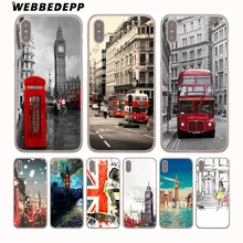 WEBBEDEPP London style Big Ben Telephone Box flag Hard Transparent Cover Case for iPhone 8 Plus 7 Plus 6 6s Plus X/10 5S SE 4S