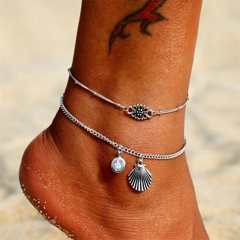 KISSWIFE Ankle Chain Pineapple Pendant Anklet Beaded Summer Beach Foot Jewelry Fashion Style Anklets for Women - Окраска металла: F198