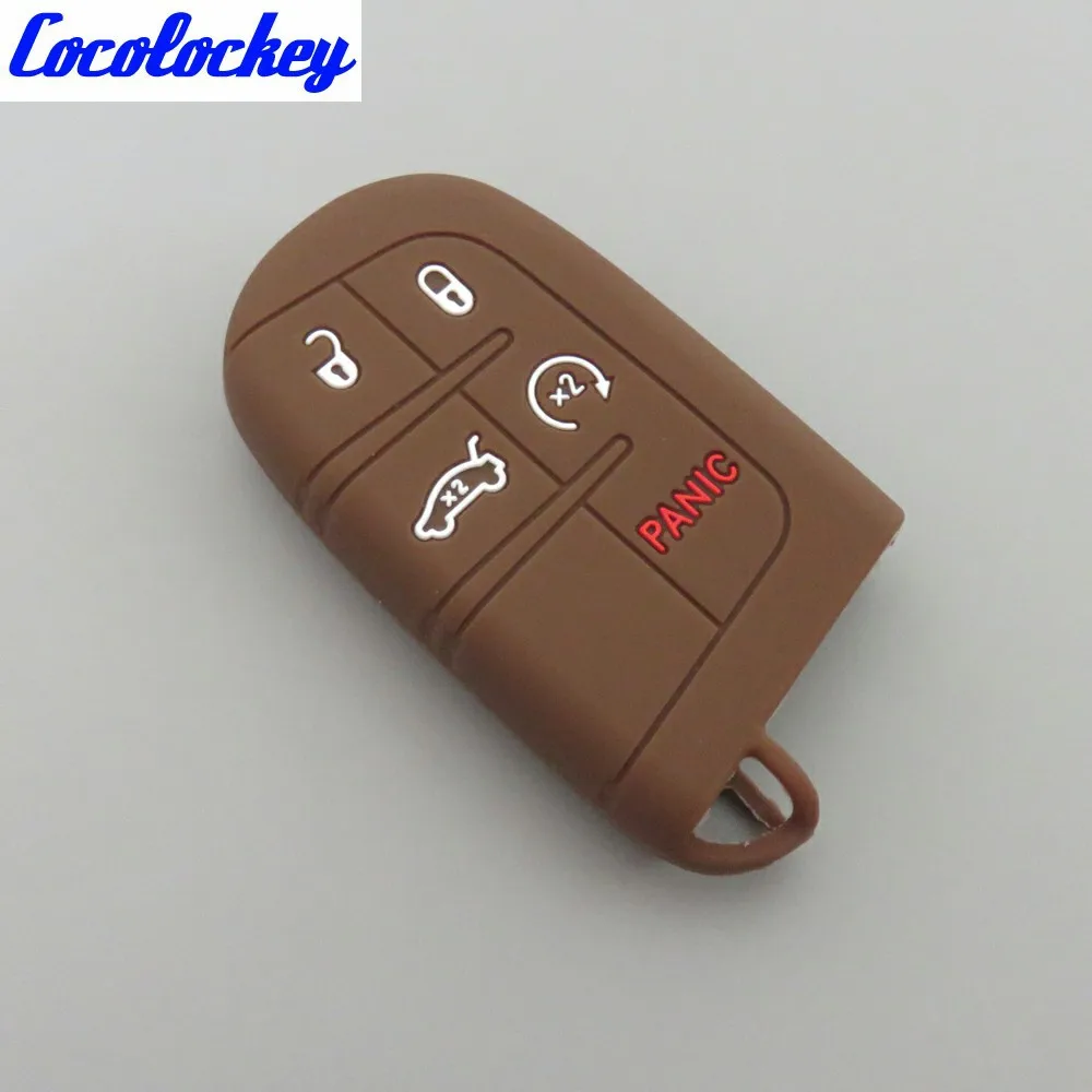 Cocolockey силиконовый чехол ключ для Jeep Cherokee Renegade для Dodge Journey Dart Durango Зарядное устройство для Chrysler 300C случае ключ - Название цвета: Brown
