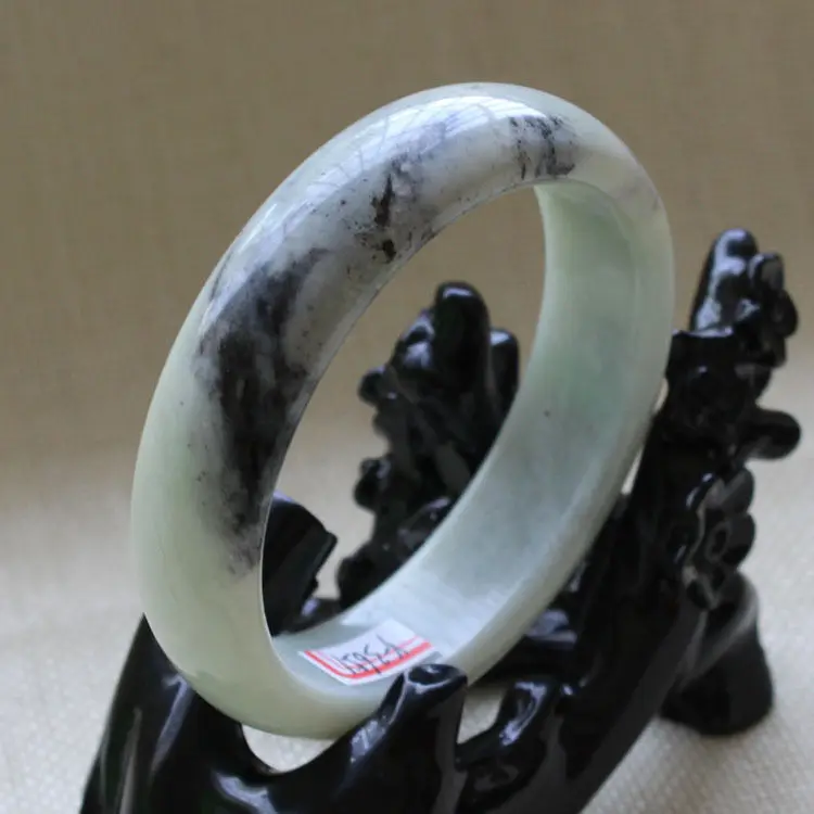 

60mm Chinese Genuine Natural Green Nephrite Jade Gems Bangle Bracelet A-3651
