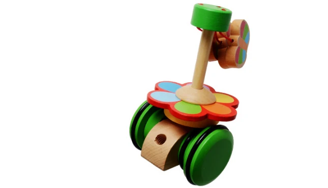 kids Wooden Toys Butterfly Cartoon Animals Funny Wooden Car Toys Baby Rotate Puzzle Trolley Cart Toys Wood Pushing Toy (15)