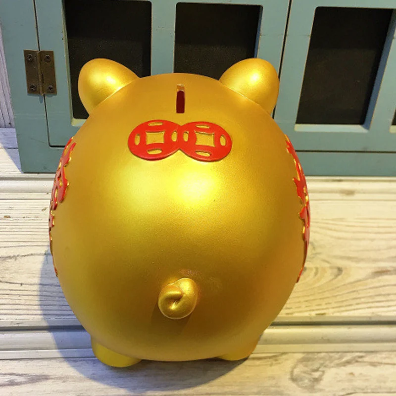 30X28CM Large Pig piggy bank Anti-fall Golden Pig Year Coins Storage Box For USD EURO GBP Money Oversized piggy bank