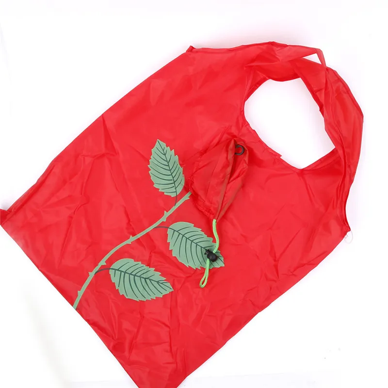 Красная роза цветы пакеты для хранения одежды Сумочка складная обуви сумка-шоппер Многоразовые нейлон женщина Бакалея кошелек 60x40 см